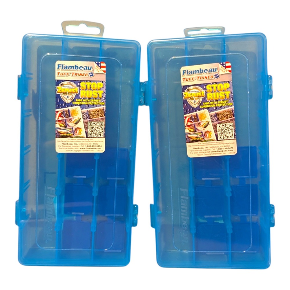 Flambeau Tuff Tainer 3003 Zerust Tackle Box Blue 2 Pack 6530HB‎ Made in USA